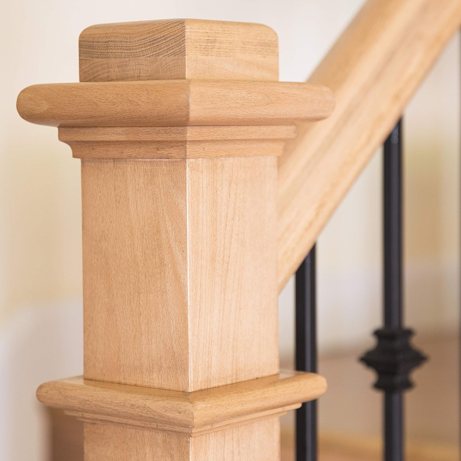 Red Oak Unfinished Boxed Newel Post with Adjustable Base 55''x5''
