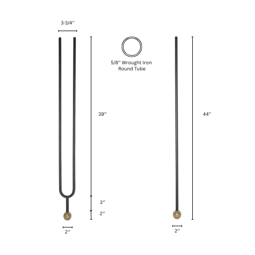 Aurea Orb Plain Round Bar Iron Baluster