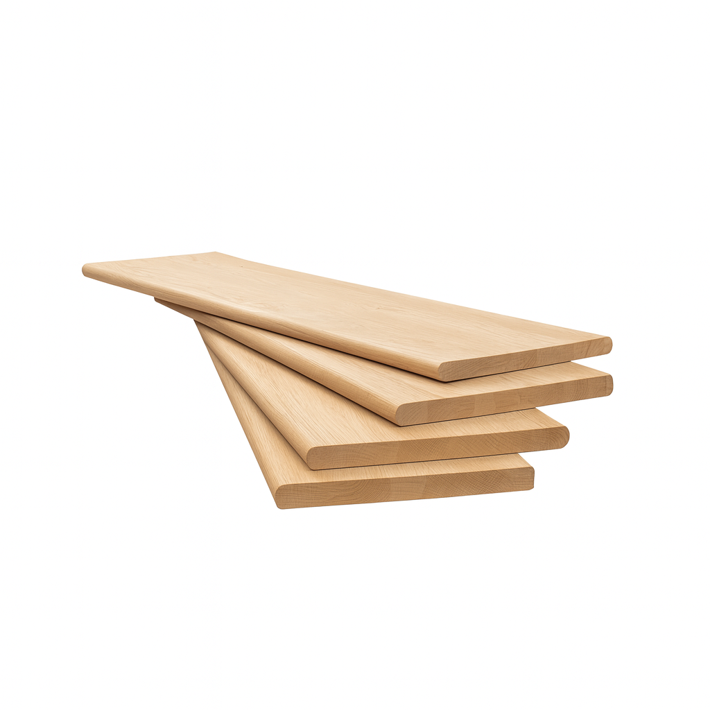 Solid Oak Unfinished Stair Tread 42″ x 11-1/2”- Bullnose Edge