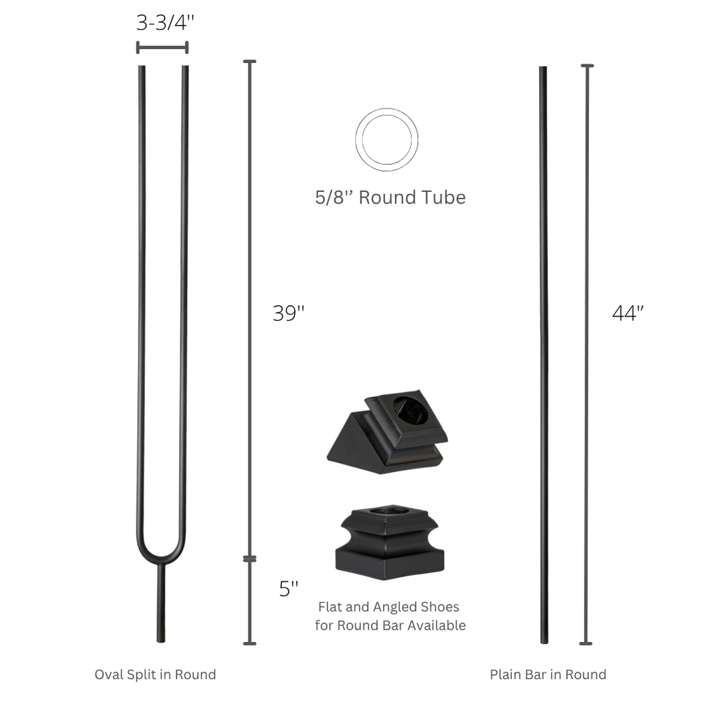 Oval Split Iron Baluster in Round Tube