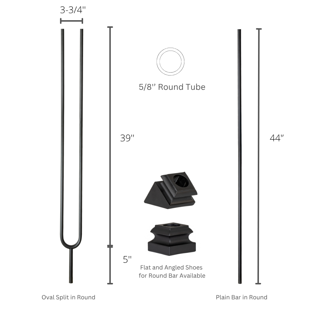 Oval Split Iron Baluster in Round Tube