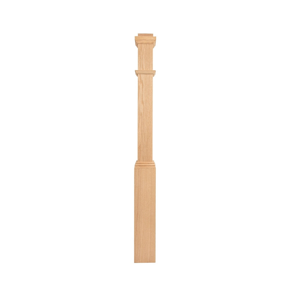 Red Oak Unfinished Boxed Newel Post with Adjustable Base 55''x5''