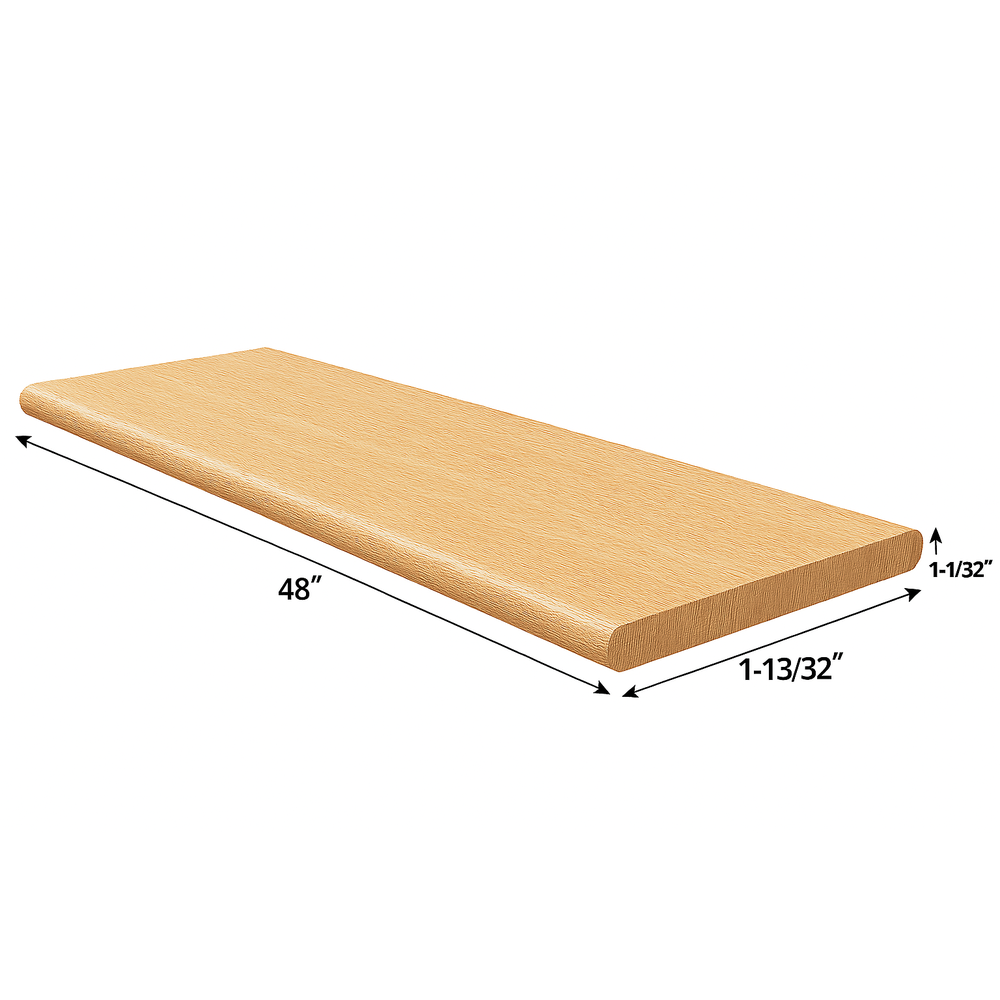 Solid Oak Unfinished Stair Tread 48″ x 11-1/2”- Bullnose Edge